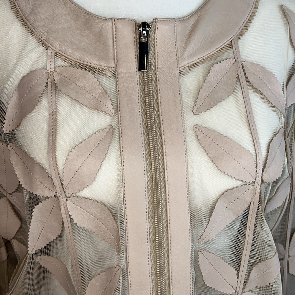 🌟VINTAGE NWOT BAGATELLE LEATHER NEW LEAF MESH JACKET IN ECRU SIZE L - Picture 8 of 16
